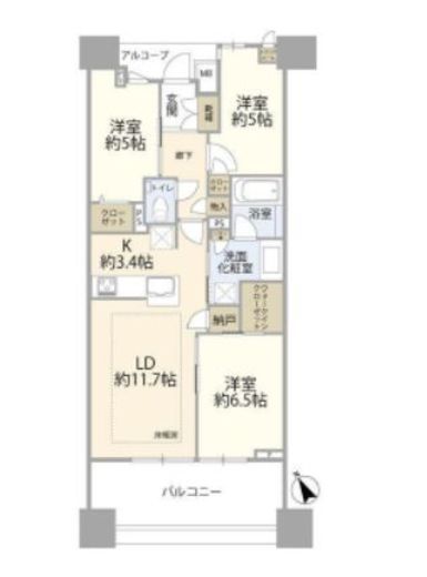 プラウドシティ日吉レジデンスⅡ　16F1号室　間取り