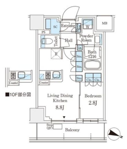 パークアクシス横浜阪東橋　1006号室　間取り