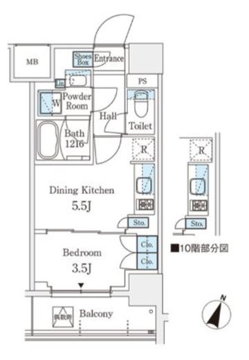 パークアクシス横浜阪東橋　1014号室　間取り