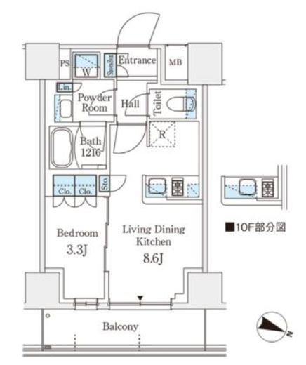 パークアクシス横浜阪東橋　511号室　間取り