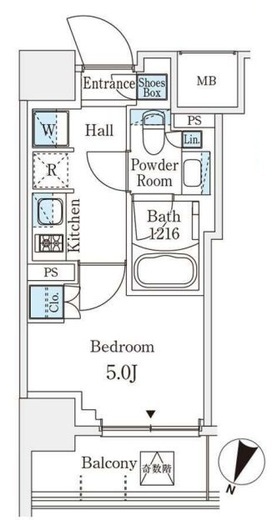 パークアクシス横浜阪東橋　517号室　間取り