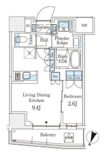 パークアクシス横浜阪東橋　802号室　間取り