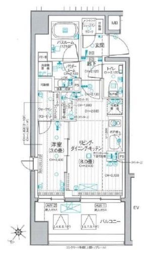 デュオステージ横濱桜木町　1101号室　間取り