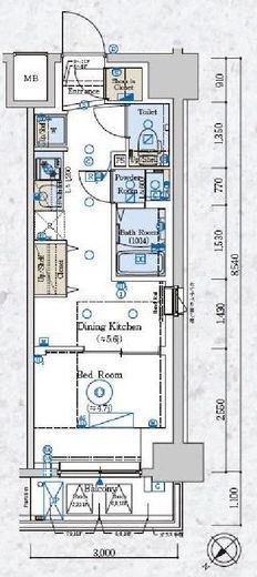 エステムコート横濱反町　11F1号室　間取り