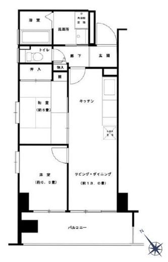 ルリエ横浜長者町　1301号室　間取り