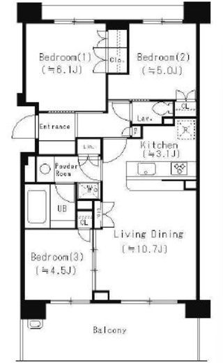 パークアクシス大船　603号室　間取り