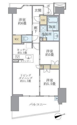 ブリリアシティ横浜磯子　J409号室　間取り