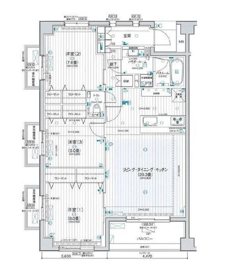 パレステージ山手石川町　507号室　間取り