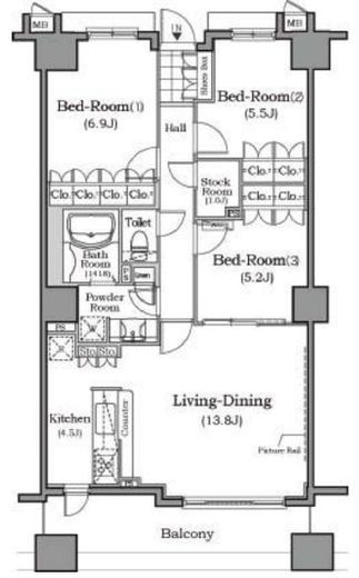 ザ・レジデンス本牧横浜ベイサイド　410号室　間取り
