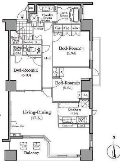 ザ・レジデンス本牧横浜ベイサイド　911号室　間取り