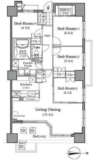 ザ・レジデンス本牧横浜ベイサイド　517号室　間取り