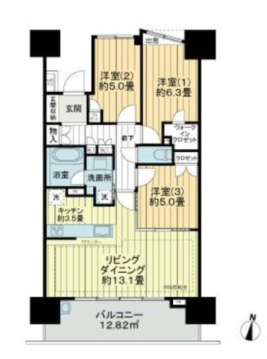 ライオンズ横浜新子安ハーバーコート　603号室　間取り