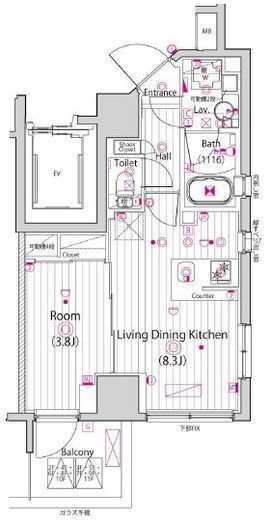 ガーラ・クレスタ横濱関内　1110号室　間取り