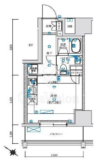 GENOVIA阪東橋Ⅱskygarden (ジェノヴィア阪東橋2スカイガーデン)　1001号室　間取り