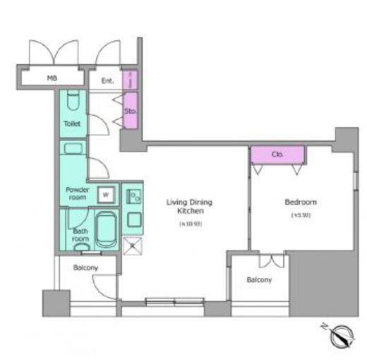 レジディア横濱馬車道　506号室　間取り