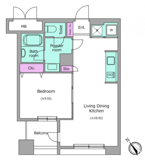 レジディア横濱馬車道　606号室　間取り