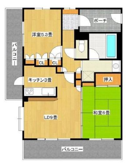 クリオ横浜伍番館　5F1号室　間取り