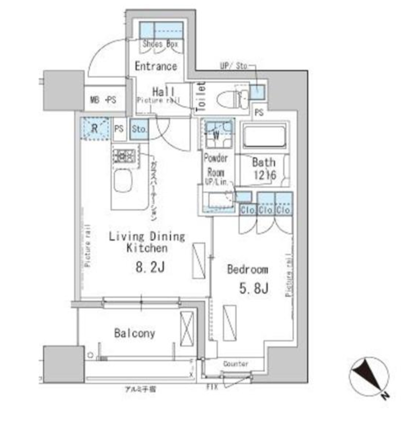 パークアクシス茅場町　506号室　間取り