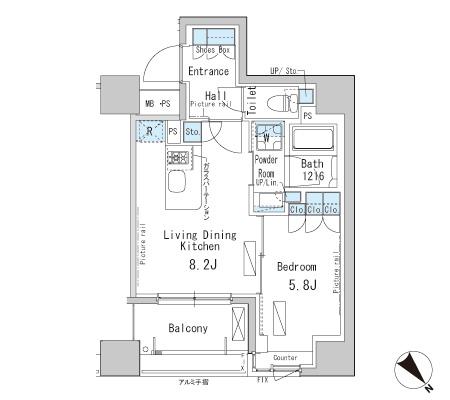 パークアクシス茅場町　906号室　間取り