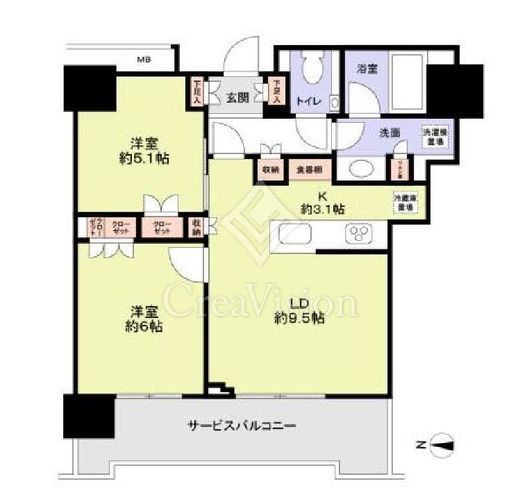 ＴＨＥ　ＹＯＫＯＨＡＭＡ　ＦＲＯＮＴ　ＴＯＷＥＲ　2314号室　間取り