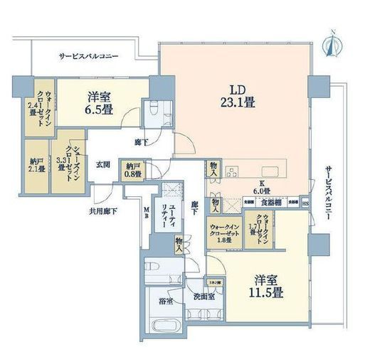 THE YOKOHAMA FRONT TOWER (ザ・ヨコハマフロントタワー)　4101号室　間取り