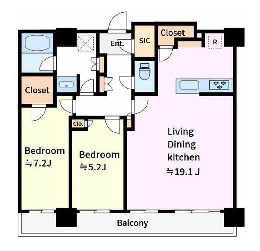 THE YOKOHAMA FRONT TOWER (ザ・ヨコハマフロントタワー)　3412号室　間取り