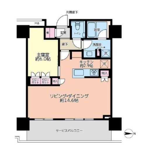 THE YOKOHAMA FRONT TOWER (ザ・ヨコハマフロントタワー)　1403号室　間取り