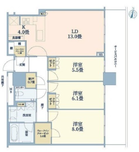 THE YOKOHAMA FRONT TOWER (ザ・ヨコハマフロントタワー)　3903号室　間取り