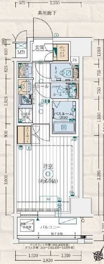 エステムコート横濱大通り公園　1007号室　間取り