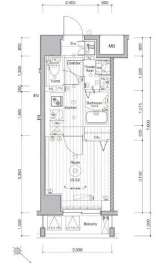 グランヴァン横濱クレストシティ　802号室　間取り
