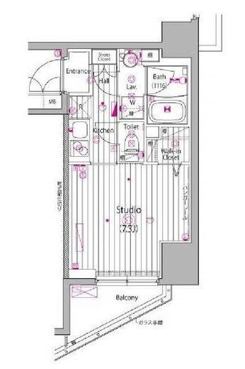 ガーラ・ステーション横濱関内　7F1号室　間取り