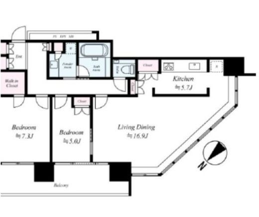 ブリリアグランデみなとみらいパークフロントタワー　2309号室　間取り