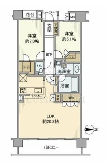 東京ベイ・リベロシティ　13F2号室　間取り