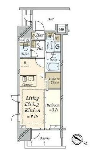 プラウド横浜阪東橋　606号室　間取り