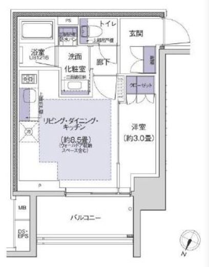 プラウド横浜阪東橋　809号室　間取り