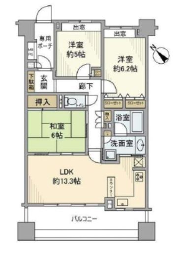 ライオンズマンション横濱元町キャナリシア　3F3号室　間取り