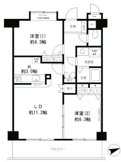 オークヒルズ弐番館　602号室　間取り