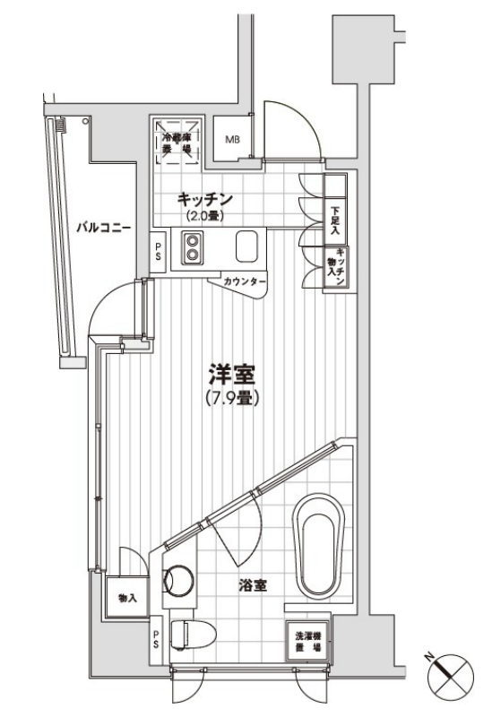 カスタリア銀座　1105号室　間取り