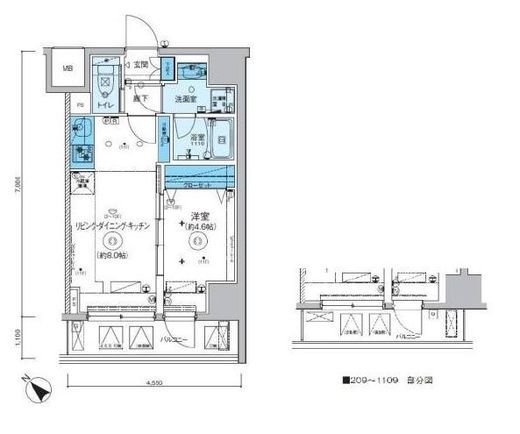 リヴシティ横濱関内弐番館　509号室　間取り