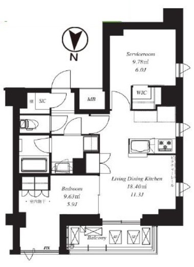 フレンシア青葉台　601号室　間取り