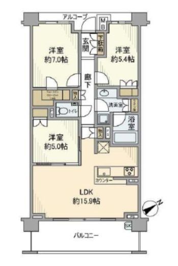 ザ・パークハウス東戸塚レジデンス　733号室　間取り