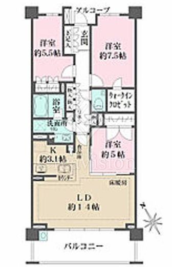 ザ・パークハウス東戸塚レジデンス　1007号室　間取り