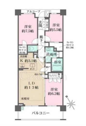 ザ・パークハウス東戸塚レジデンス　704号室　間取り