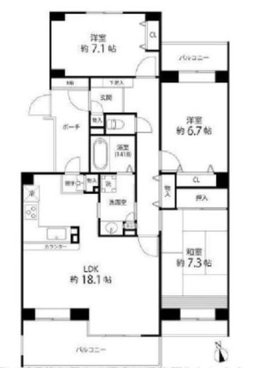 T's garden西寺尾(ティーズガーデン西寺尾)　E402号室　間取り
