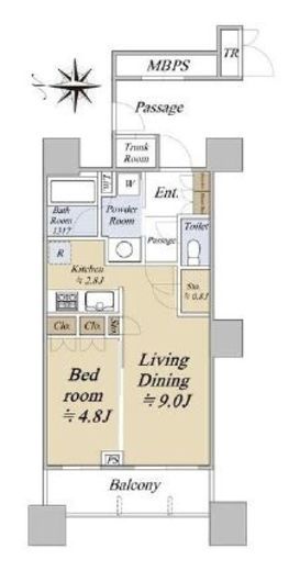パークタワーグランスカイ　18F5号室　間取り