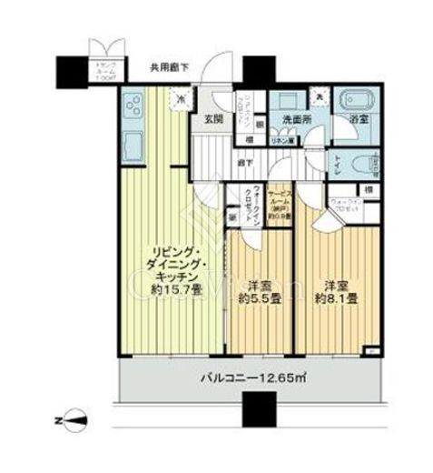 パークタワーグランスカイ　1705号室　間取り
