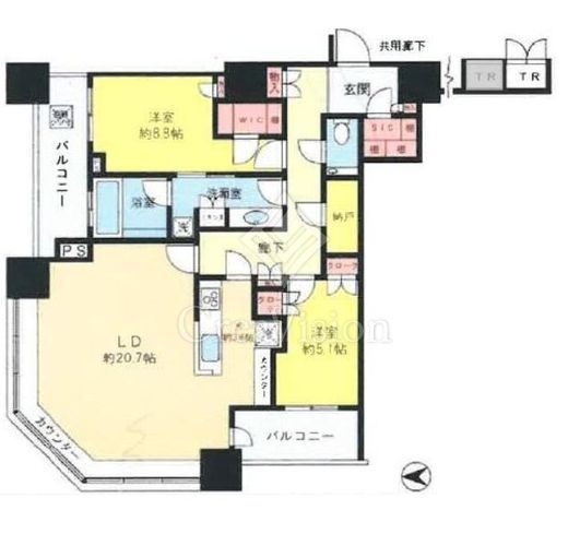 パークタワーグランスカイ　3001号室　間取り