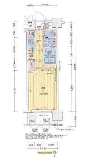 プレサンス横浜大通り公園　1002号室　間取り