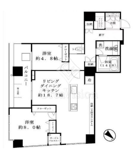 サンウッド品川天王洲タワー　17F2号室　間取り