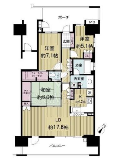 ガーデンアソシエ　I1306号室　間取り